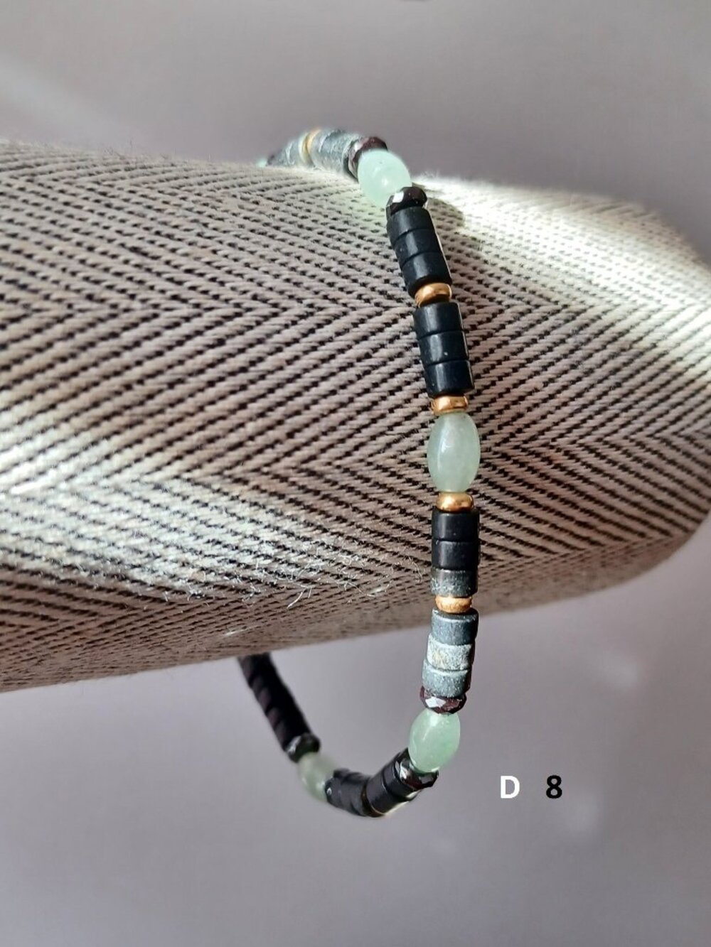 New men's 14 k gold filled with black onyx and green aventurine  stone bracelet